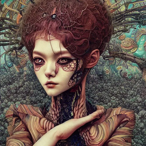 Prompt: beautiful portrait painted in jacek yerka and aykut aydogdu leslie zhang style drawn by vania zouravliov and takato yamamoto, inspired by cyberpunk, intricate acrylic gouache painting, high detail, sharp high detail, artstation, manga and anime