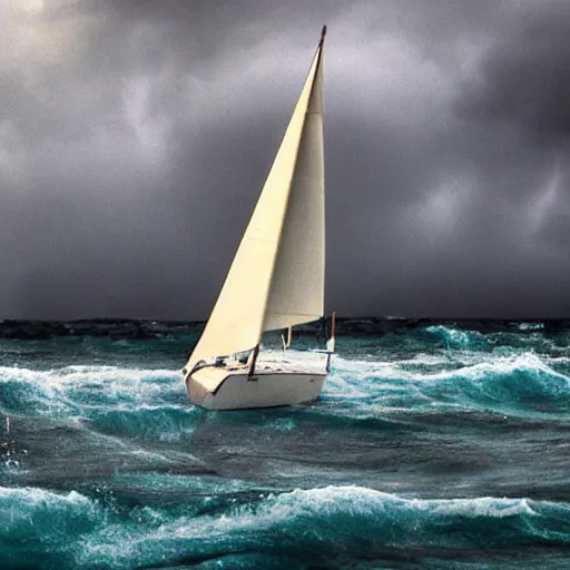 Image similar to a sailboat caught in a storm