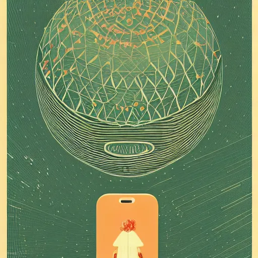 Image similar to illustration of a mobile phone which represent a whole world to some people, secrets, love, friend, life, by studio muti and victo ngai