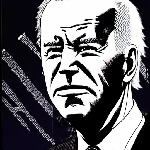 Image similar to Joe Biden looking sinister, by Tsutomu Nihei, highly detailed