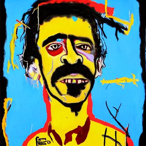 Image similar to frank zappa portrait painted by jean michel - basquiat