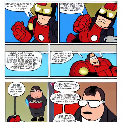 Image similar to Peter Griffin punching Iron Man