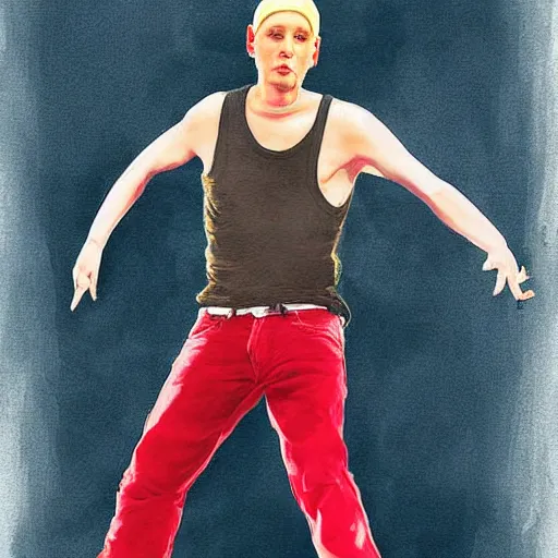 Image similar to digital art, Eminem dancing in a ballet
