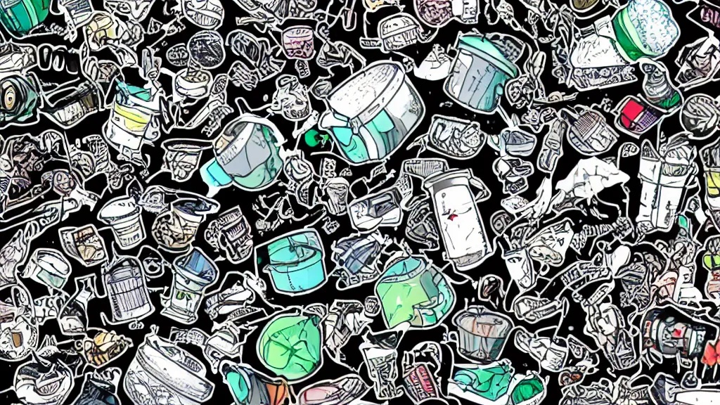Image similar to scanning electron microscope engaging trash sticker design