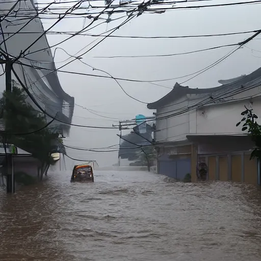 Image similar to heavy rain with flood in south korea