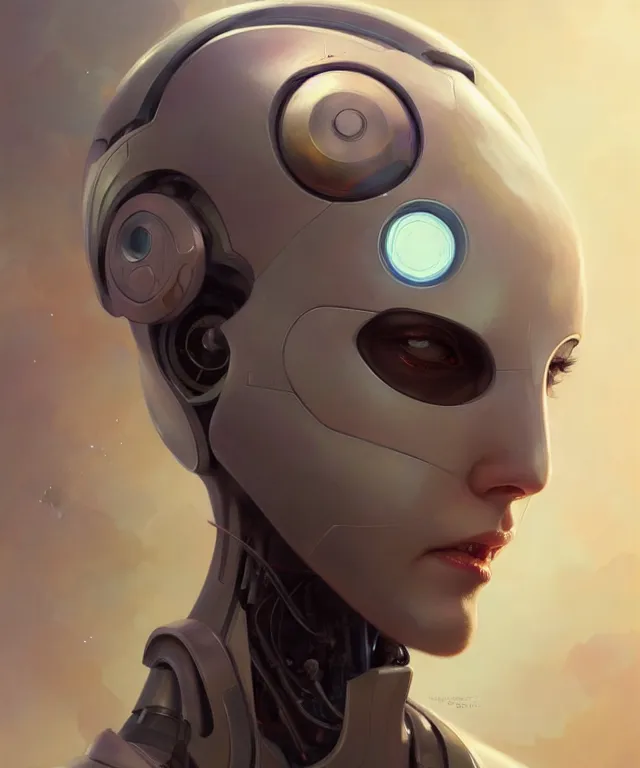 Image similar to a robot with acat face removed, sci - fi face, elegant, highly detailed, digital painting, artstation, concept art, smooth, sharp focus, illustration, art by artgerm and greg rutkowski and alphonse mucha