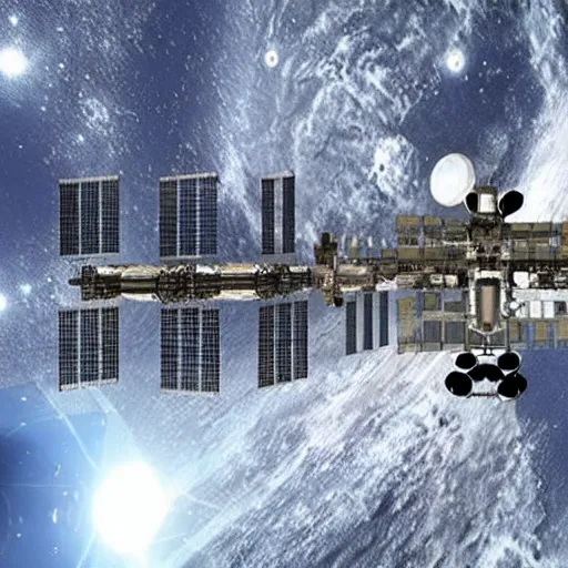 Image similar to a space station in front of a wormhole