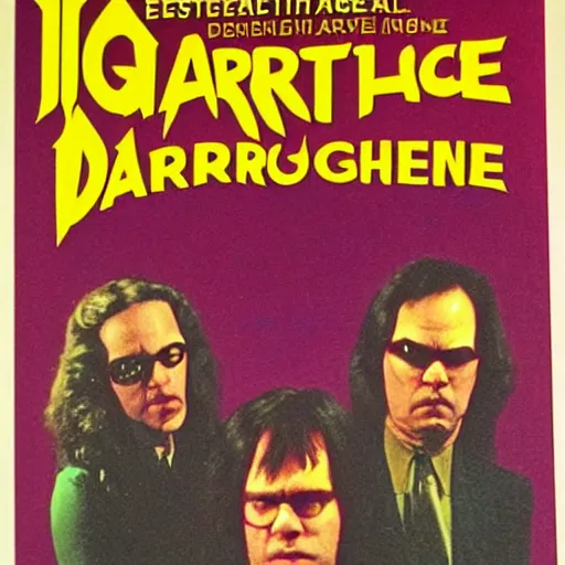 Prompt: Garth Marenghi's Darkplace (2004) 1980s horror paperback book cover