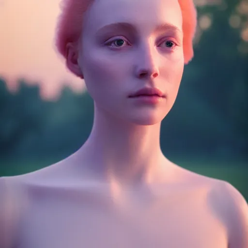 Image similar to photographic portrait of a stunningly beautiful english renaissance female in soft dreamy light at sunset, beside the river, soft focus, contemporary fashion shoot, in a denis villeneuve and tim burton and ridley scott movie, by edward robert hughes, annie leibovitz and steve mccurry, david lazar, jimmy nelsson, extremely detailed, breathtaking, hyperrealistic, perfect face, octane render