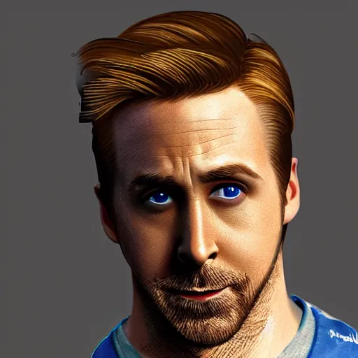 Image similar to Portrait of Ryan Gosling as Sonic the Hedgehog, studio lighting, model, HDR, 24MP, trending on artstation