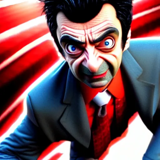 Image similar to mr. bean as wolverine from the xmen movie. movie still. cinematic lighting.