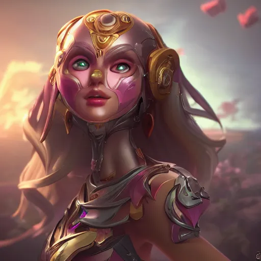 Image similar to womanized humanoid robot, pretty face, anatomically correct, league of legends art by vonka xu, unreal engine, digital art, highly detailed