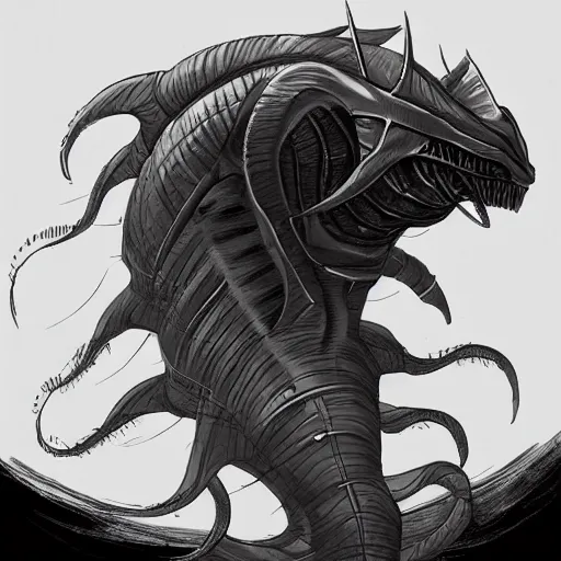 Prompt: alien leviathan concept art trending on artstation,