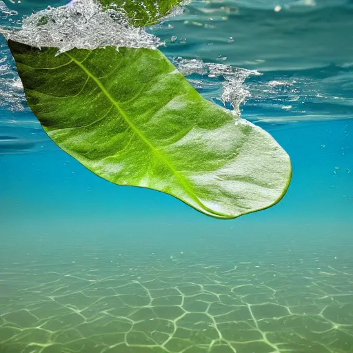 Prompt: seal melted leaf liquephotographs submerged digitalart