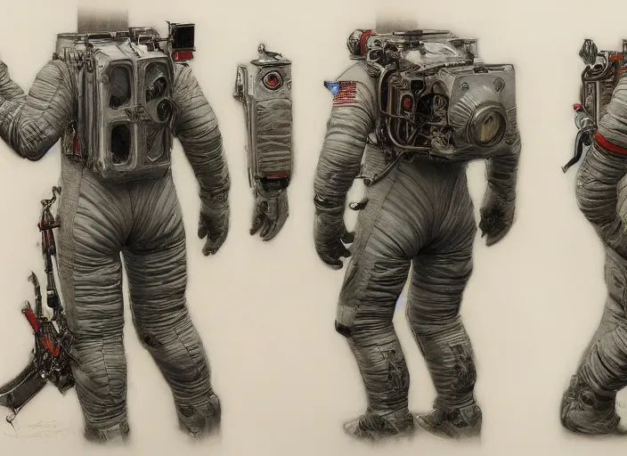 Image similar to Character front and back view of Astronaut by Donato Giancola, Trending on artstation and pixiv