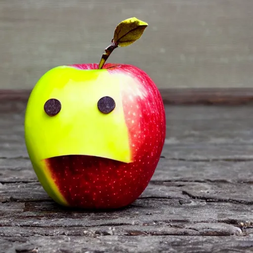 Image similar to an apple with a face