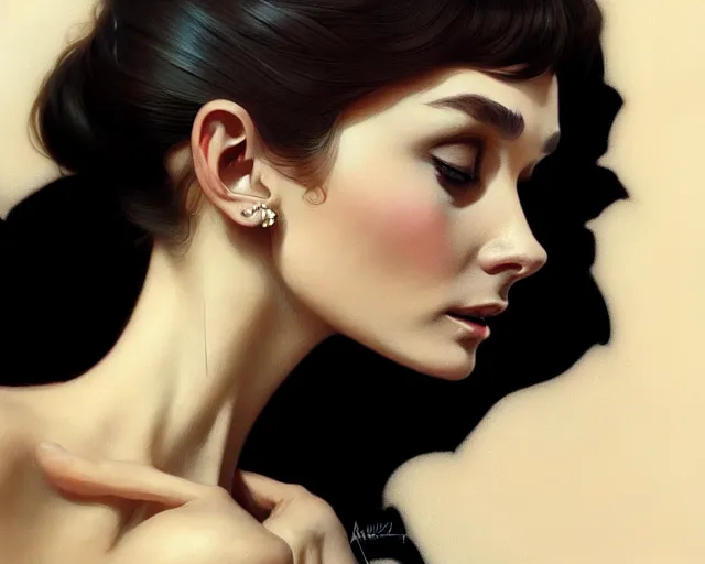 Image similar to photography of audrey hepburn, deep focus,, intricate, elegant, highly detailed, digital painting, artstation, concept art, matte, sharp focus, illustration, art by artgerm and greg rutkowski and alphonse mucha