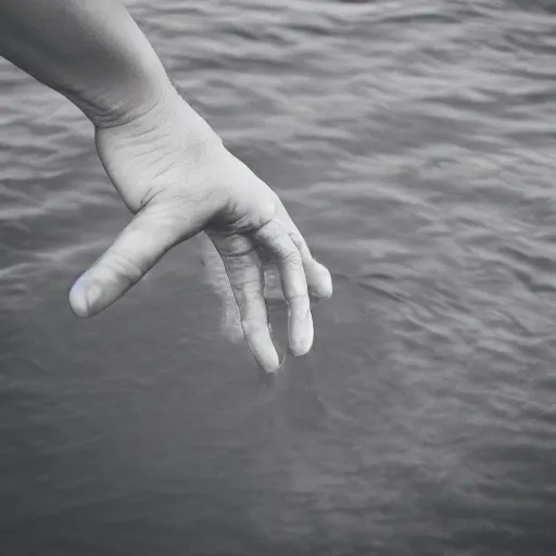 Prompt: desperate hand emerging from the water