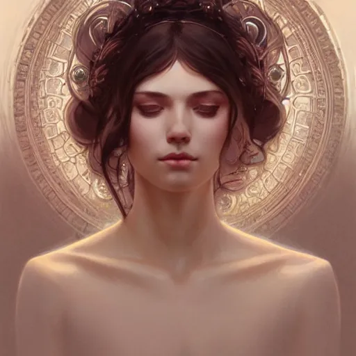 Prompt: goddess, goddess of depression, sadness, oizys, dark hair, greek, intricate, elegant, ethereal, highly detailed, digital painting, artstation, concept art, smooth, sharp focus, illustration, art by artgerm and greg rutkowski and alphonse mucha