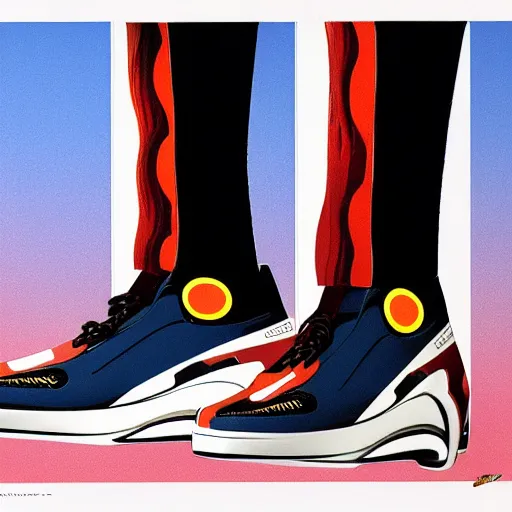 Image similar to retro futuristic Nike sneakers by syd mead and joe johnston