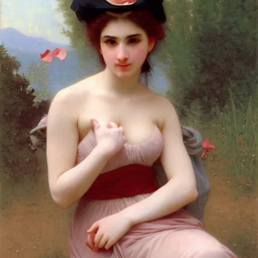 Image similar to princess peach angry by William-Adolphe Bouguereau