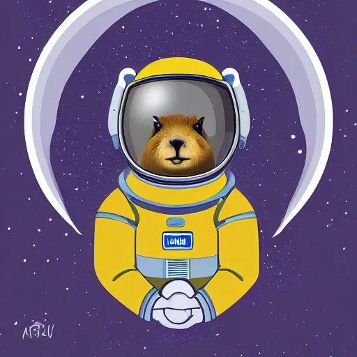 Image similar to a capybara astronaut, digital art