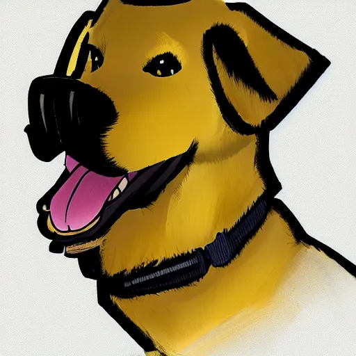 Image similar to Yellow dog man, digital art, furry fandom, artstation, furaffinity