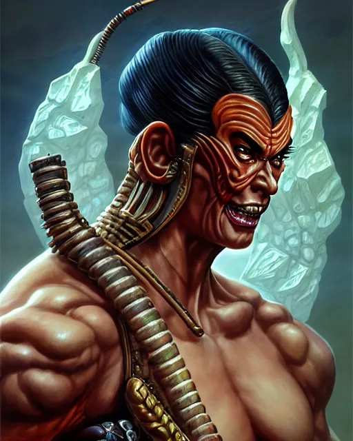 Prompt: goro from mortal kombat fantasy character portrait, ultra realistic, wide angle, intricate details, blade runner artifacts, highly detailed by peter mohrbacher, boris vallejo, hajime sorayama aaron horkey, gaston bussiere, craig mullins