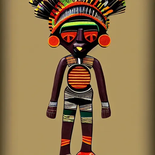 Image similar to african tribal chief vinyl art toy, detailed product photo,