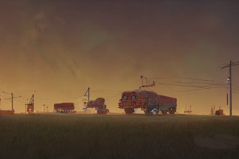 Image similar to drawings in the style of Simon Stalenhag , photographed by Canon EOS, cinematic lighting, natural complexion, extremely high definition shot, aesthetic canon of proportions