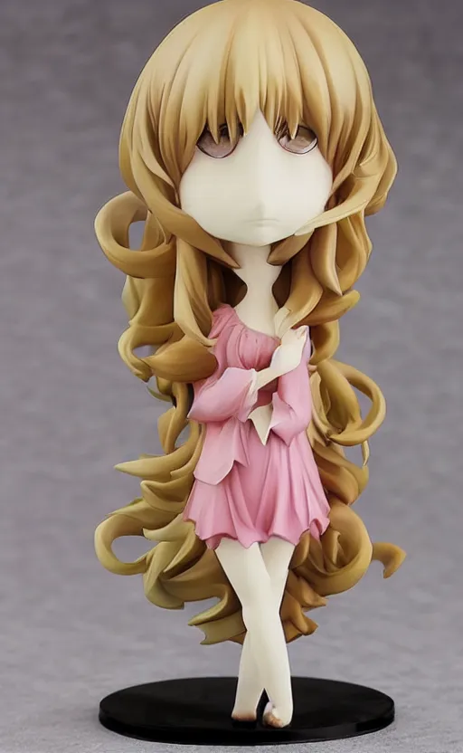 Prompt: 3 d anime figurine girl with baroque wig, flemish baroque, neoclassicism, flowers