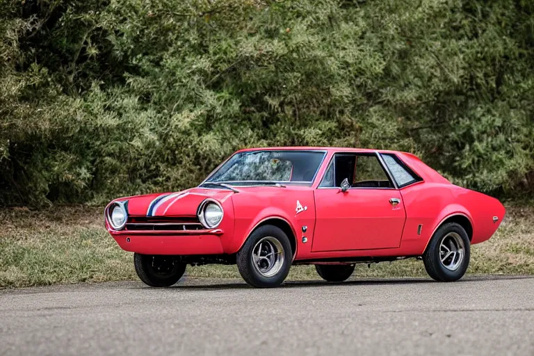 Prompt: 1965 AMC AMX/3 Gremlin, XF IQ4, 150MP, 50mm, F1.4, ISO 200, 1/160s, natural light, Adobe Photoshop, Adobe Lightroom, photolab, Affinity Photo, PhotoDirector 365