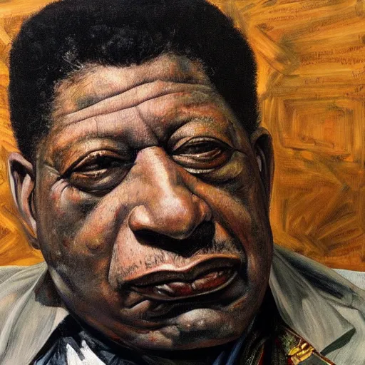 Image similar to high quality high detail painting by lucian freud, hd, portrait of bb king