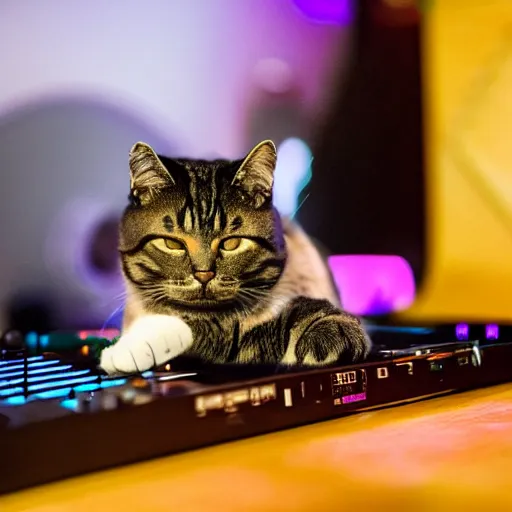 Image similar to a cat on the dj decks