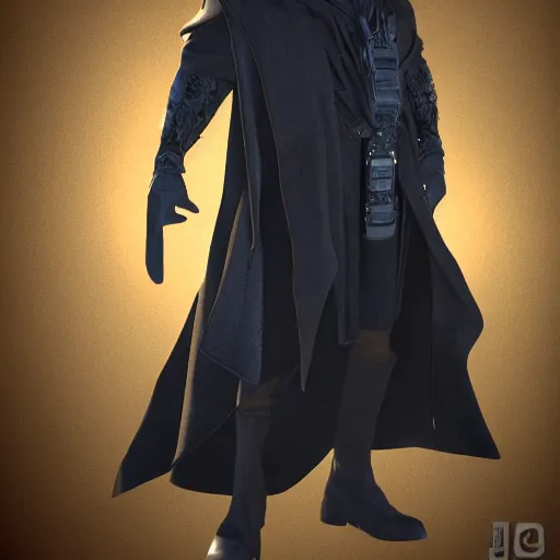 Image similar to a dark cloak, the face isn't visible, with a handgun sticking out, photorealistic