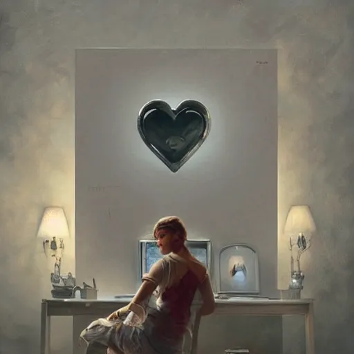 Image similar to epic masterpiece of cinematographic hyperrealism where a beautiful love heart appears, the background of the image is white. realistic shaded lighting poster by craig mallismo, artgerm, jeremy lipkin and michael garmash, unreal engine, radiant light, detailed and intricate environment, digital art, art station trends