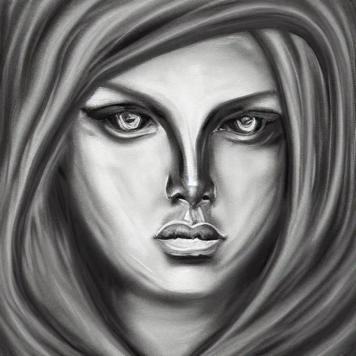 Image similar to soul transfer oil painting, greyscale digital art