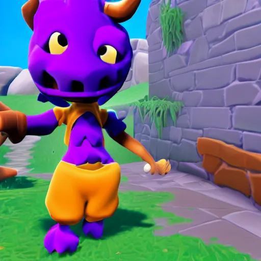 Image similar to screenshot of a cute anthropomorphic cow as an npc in spyro the dragon video game, with playstation 1 graphics, activision blizzard, upscaled to high resolution