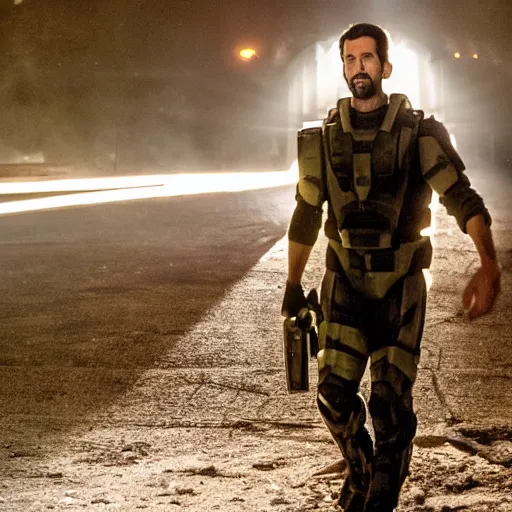 Prompt: NCIS New Orleans actor Rob Kerkovich in the tv series Halo. Cinematic film still, atmospheric lighting