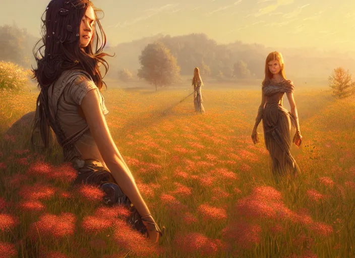 Prompt: detailed intricate digital illustration by greg rutkowski and artgerm and wlop and sanford robinson gifford ; 2 0 0 4 vehicle, beautiful meadow with colorful flowers in background ; 1 3 mm film, arri alfa anamorphic lens ; sharp focus, golden hour lighting, trending on artstation 4 k ; close view