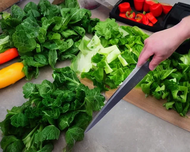 Image similar to 9 0 degrees fov, first person point of view of me cutting vegetables