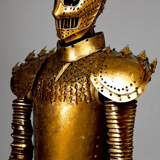 Prompt: portrait the great knight in golden red armor made of polished dragon bones looks relaxed, victorian era