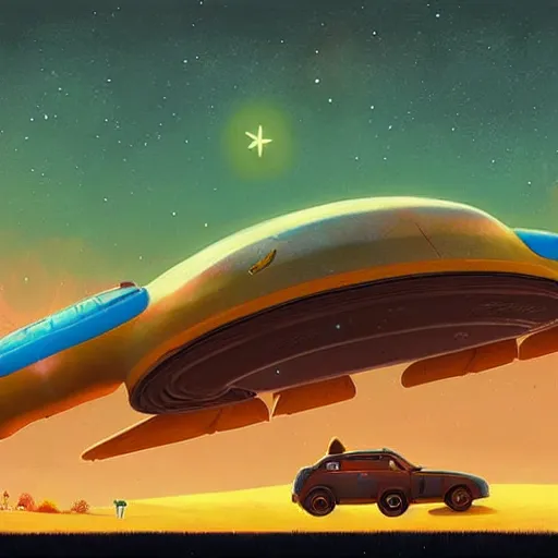 Image similar to a corgi in a spaceship flying through the stars, beautiful detailed digital painting by simon stalenhag