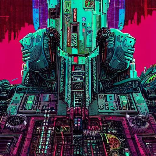 Prompt: a synthesizer from hell, cyberpunk concept art by josan gonzales and philippe druillet and dan mumford and enki bilal and jean claude meziere