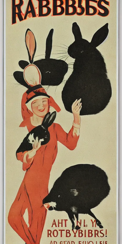 Image similar to a 1 9 2 0 s poster advertising rabbits