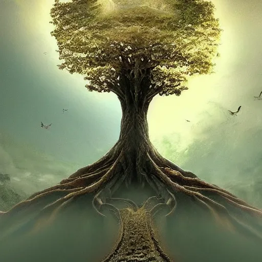 Prompt: The tree of life, top image of all time on /r/ConceptArt subreddit