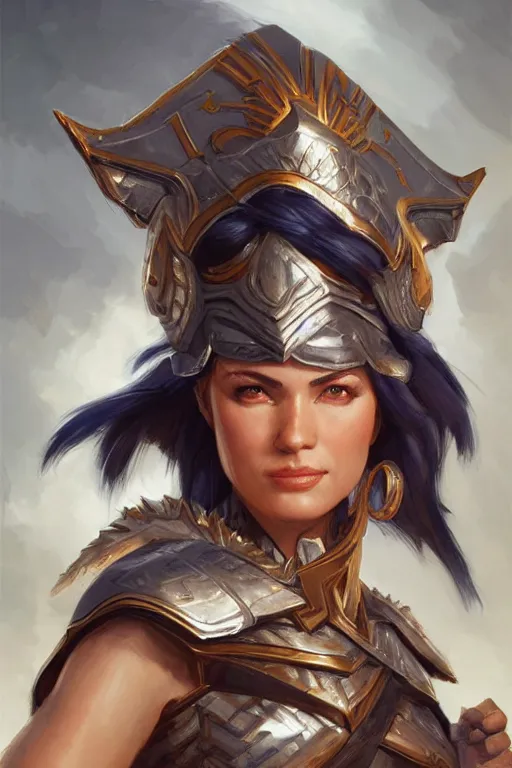 Image similar to amazon valkyrie athena, d & d, fantasy, portrait, highly detailed, headshot, digital painting, trending on artstation, concept art, sharp focus, illustration, art by artgerm and greg rutkowski and magali villeneuve