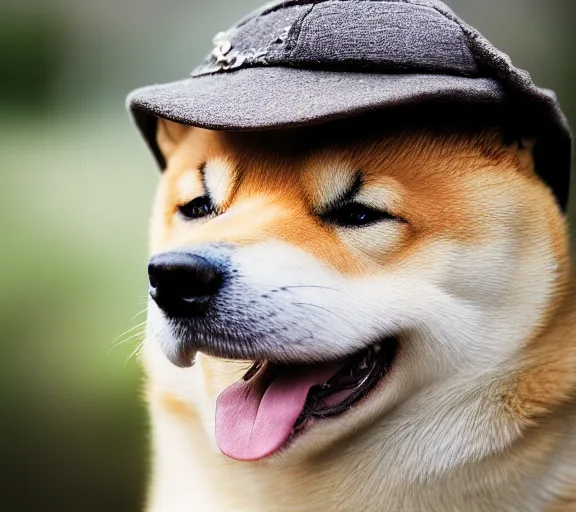 Image similar to a portrait of shiba inu with a mushroom cap growing on its head by luis royo. intricate. lifelike. soft light. sony a 7 r iv 5 5 mm. cinematic post - processing