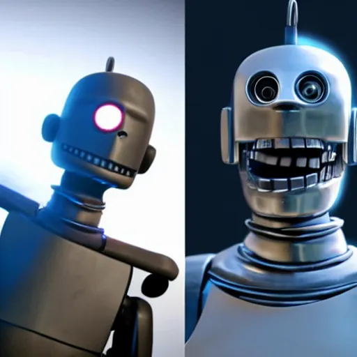 Image similar to bender in a live action movie, 3 d rendered, 3 d rendering, dramatic lighting, unreal engine