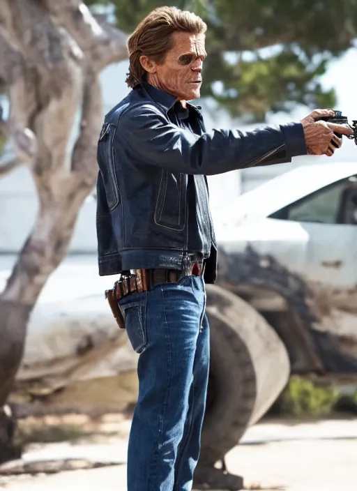 Image similar to film still of Willem Dafoe as Martin Riggs in Lethal Weapon, 4k